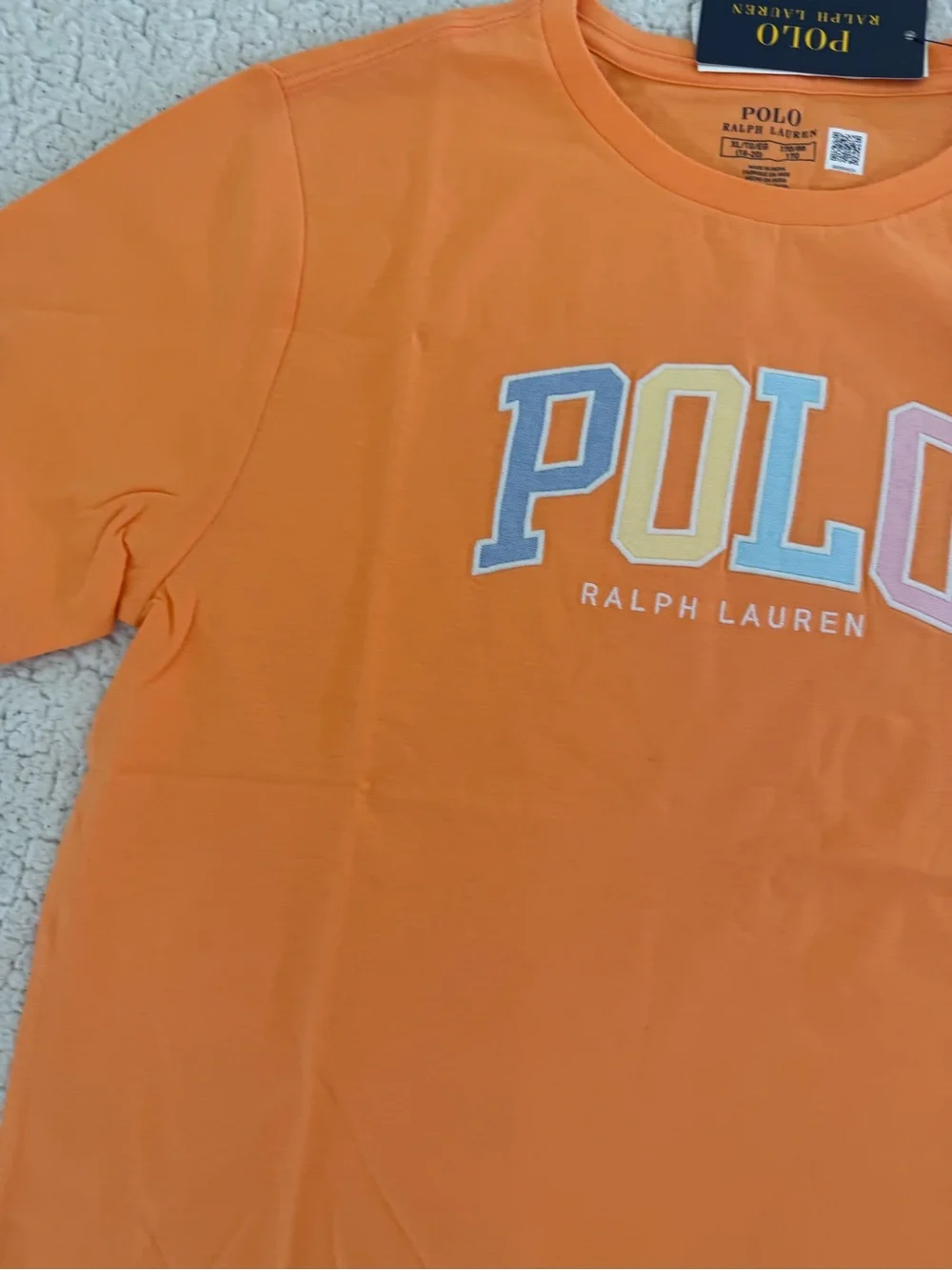 New boys Sz XL 18-20 Ralph Lauren Orange Short-Sleeve Shirt POLO Logo